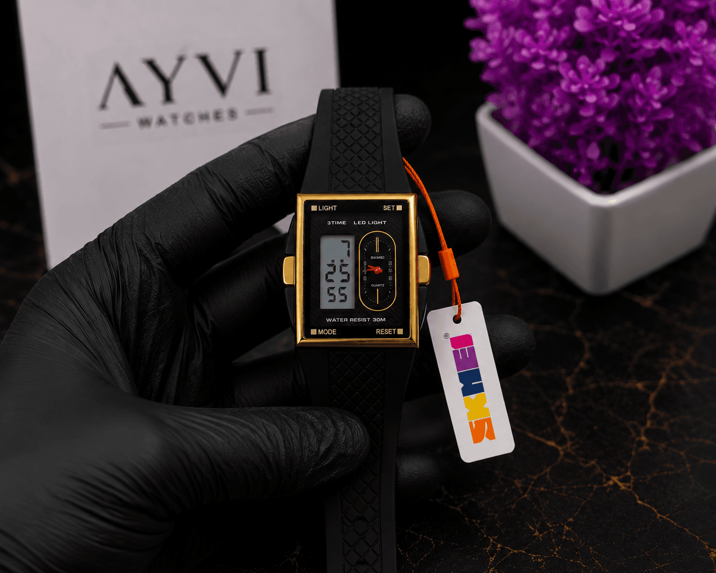 SKMEI Dual Display Rubber Strap Watch – Black & Gold | Analog & Digital | Waterproof | Premium Men's Watch
