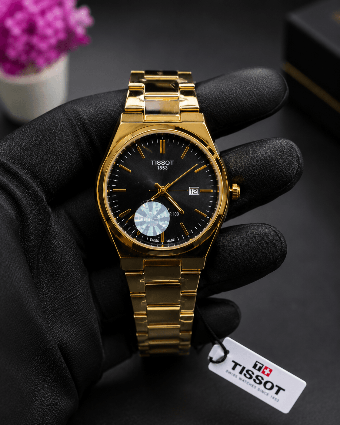 Tissot PRX Gold Stainless Steel Watch – Black Dial | Premium Men's Luxury Watch