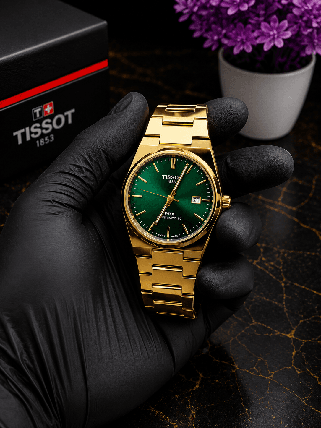 Tissot PRX Gold Green Dial Stainless Steel Watch | Premium Luxury Men's Watch