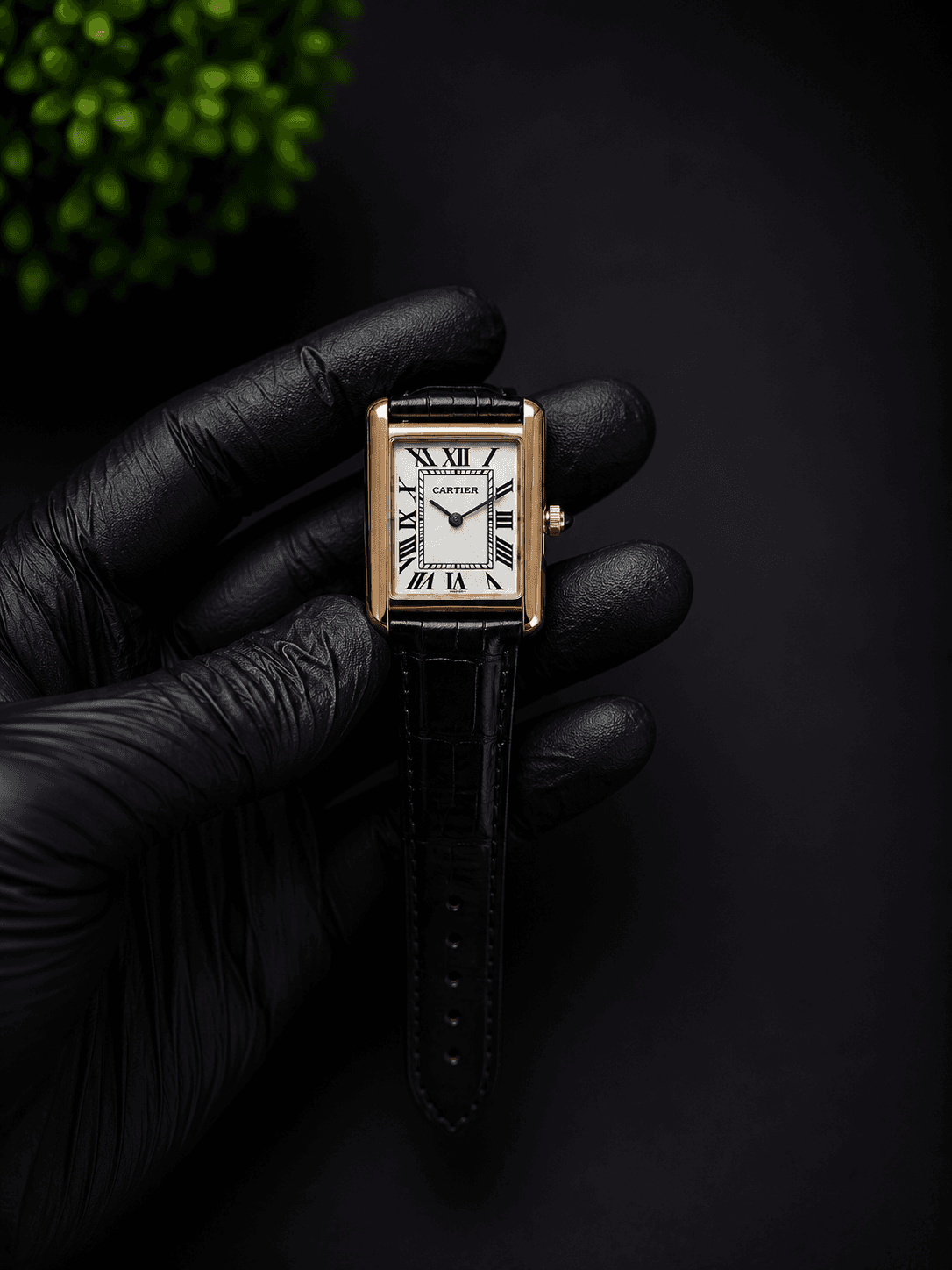 Cartier Tank Black Leather Watch – White Dial | Roman Numerals | Premium Classic Men's Watch