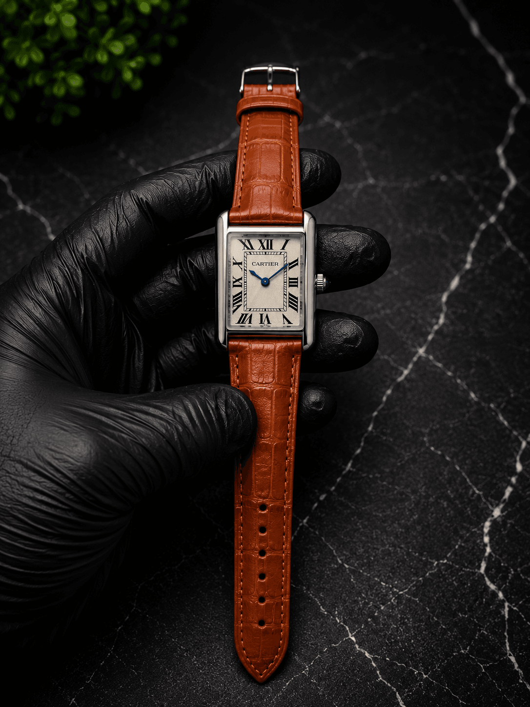 AYVI Rectangular Silver Rectangular Watch – Brown Leather Strap | Roman Numeral Dial | Premium Men's Watch